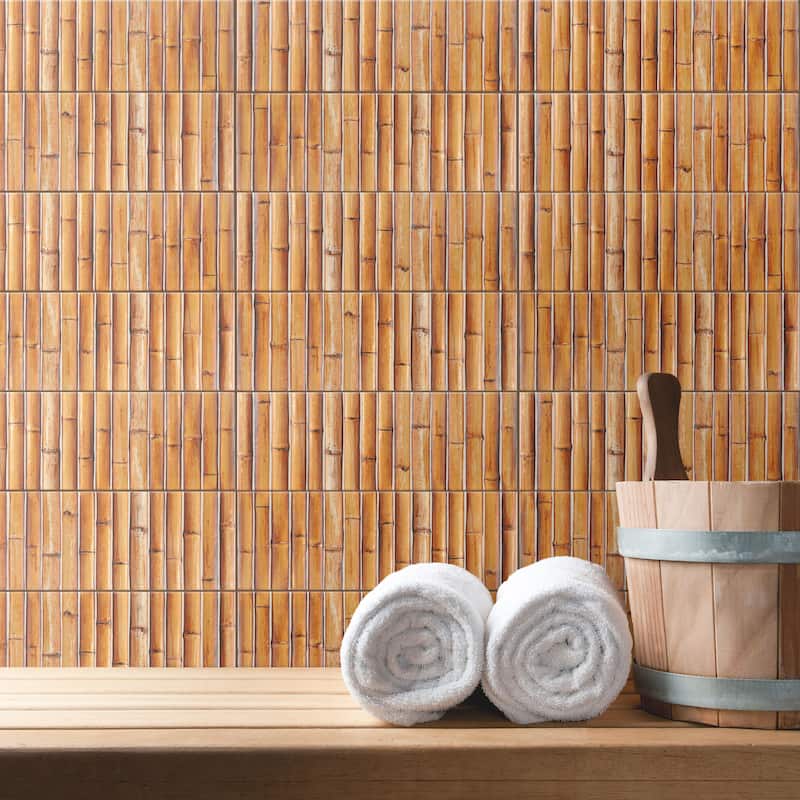 Merola Tile Bamboo Haven Clay Brown 5-7/8" x 11-7/8" Fluted Ceramic Wall Tile