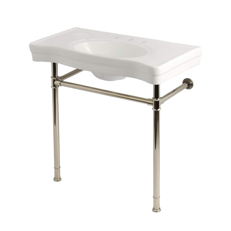 Kingston Brass KVPB36198.38 Imperial 35-13/16" Rectangular Ceramic and - White / Polished Nickel