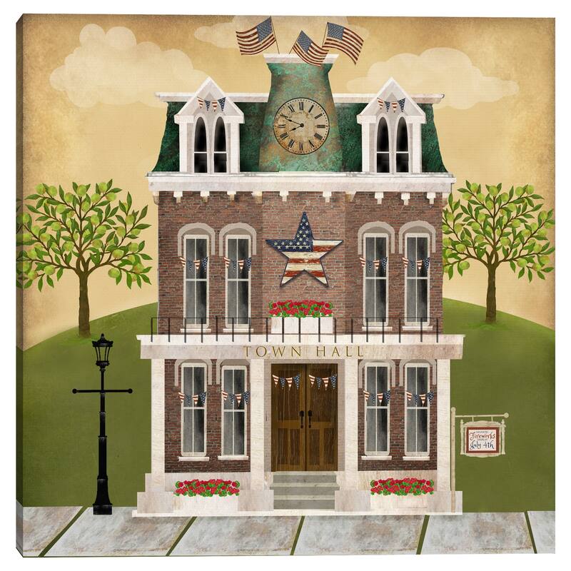 Americana Town Hall by Beth Albert Canvas Art Print