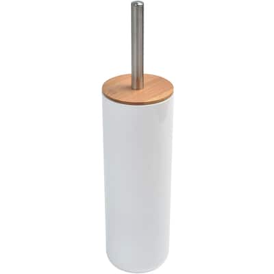 Toilet Brush and Holder Set Grey PADANG Bamboo - 3.8"L x 3.8"W x 14.12"H
