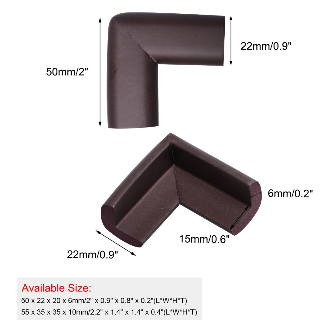 Desk Edge Foam Corner Cushion Guard Strip Soft Bumper Protector 4pcs -  Brown - 50 x 22 x 20 x 6mm(L*W*H*T) - Bed Bath & Beyond - 36834439