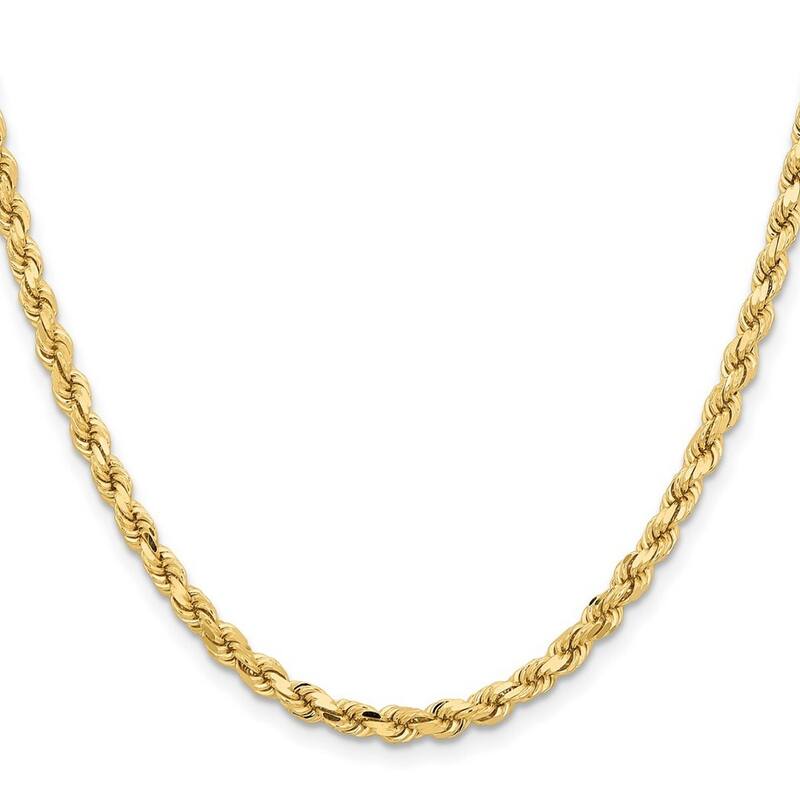 Curata 14k Gold 4.25mm Sparkle Cut Rope Chain Bracelet