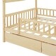 preview thumbnail 22 of 34, Kids Funny Canopy Bed Wooden Frame House Bed Full Size Platform Bed Daybed with Roof, Safety Guardrail and Drawers