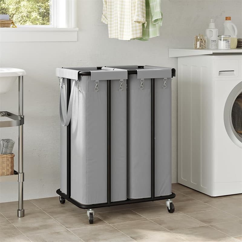 Double Laundry Hamper with Wheels 170L Rolling Laundry Basket Organizer - 22.8"L x 16.1"W x 30.3"H