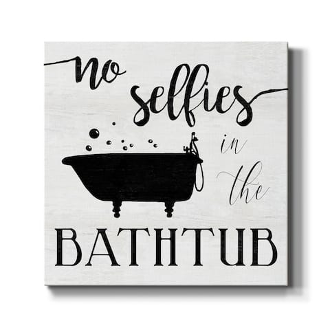 No Selfies Bath-Premium Gallery Wrapped Canvas - Ready to Hang