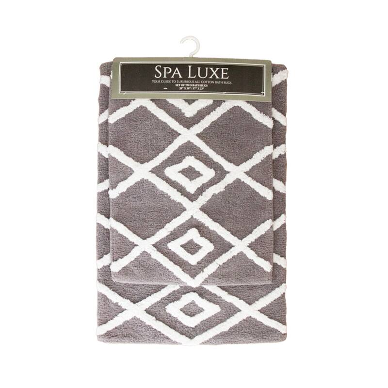 Spa Lux Criss Cross Bath Rug Set - Steel Grey