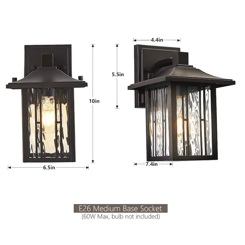 Outdoor Wall Lantern With Water Ripple Glass (Single Or Double Option)