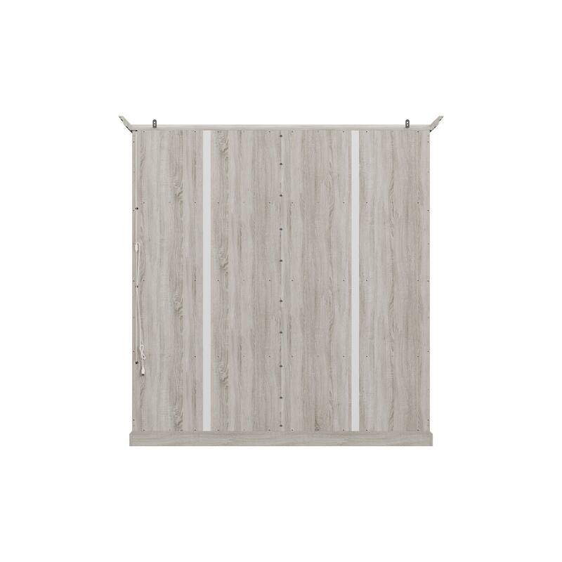 Glass Display Cabinet w/Light Tempered Glass Rustic Gray Oak Finish Bookshelvs Storage Cabinet