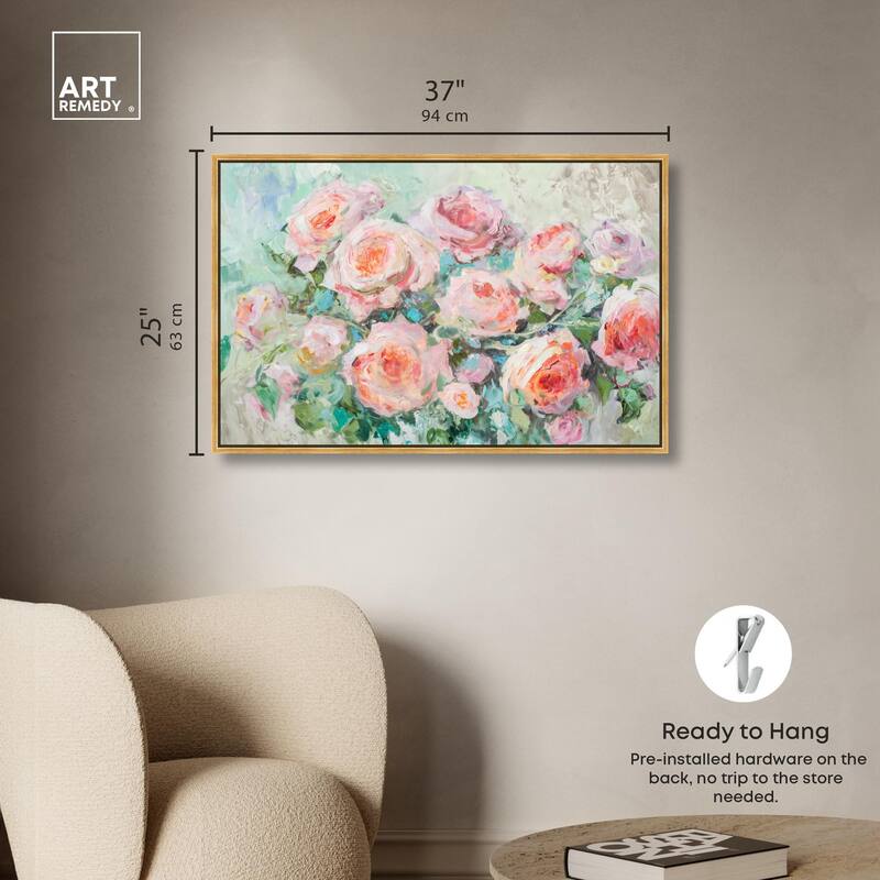 Cabbage Rose Charm Canvas by Art Remedy