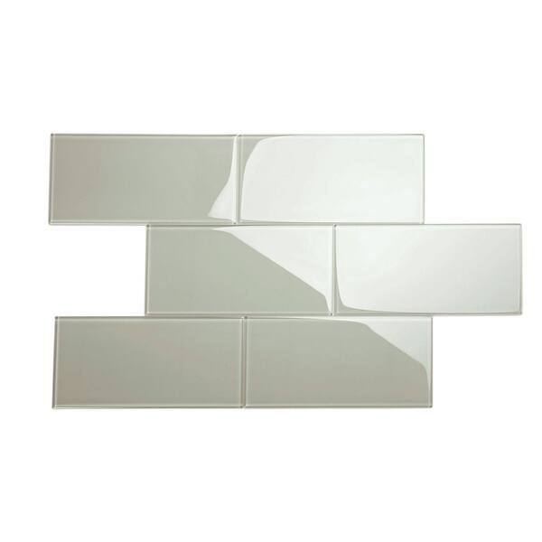 Light Gray 6x12 Glass Subway Tile - Overstock - 32301333