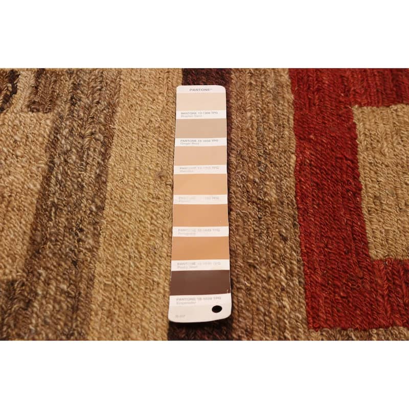 ECARPETGALLERY Flat-Weave Lahor Finest Beige, Red Wool Tapestry Kilim - 10'1 x 13'7