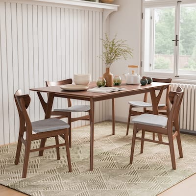 Furniture of America Beck Mid-century 5-Piece Wood Dining Table Set