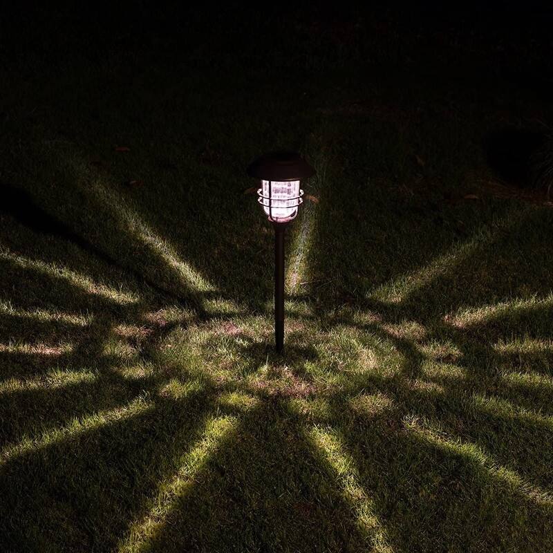 Soltoostar 4 Pack Solar Glass & Metal Pathway Light