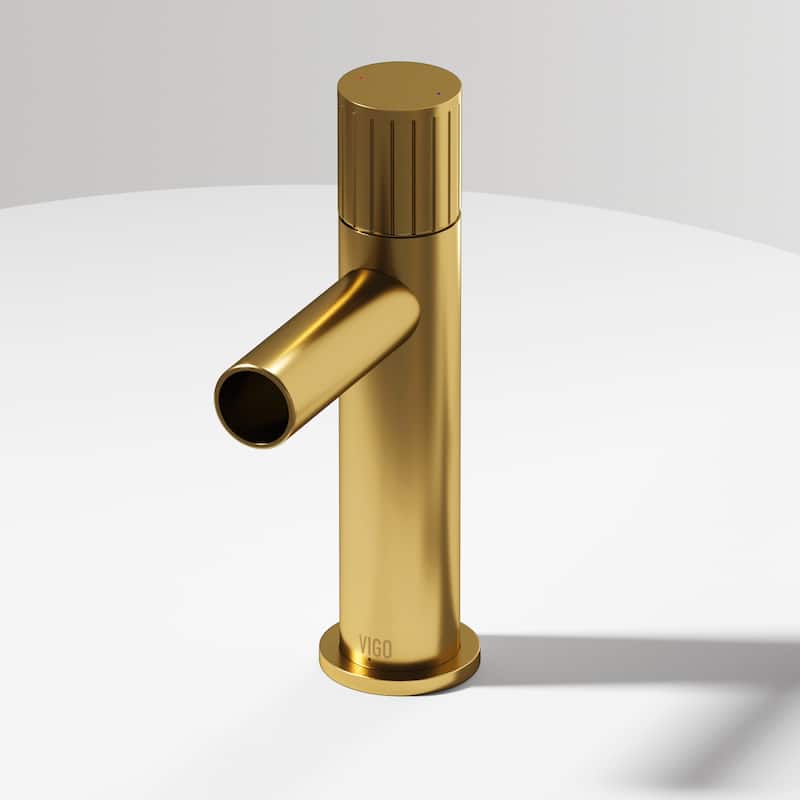 VIGO Ashford 8" H Single Handle Single Hole Bathroom Faucet - Without Extras - Matte Brushed Gold