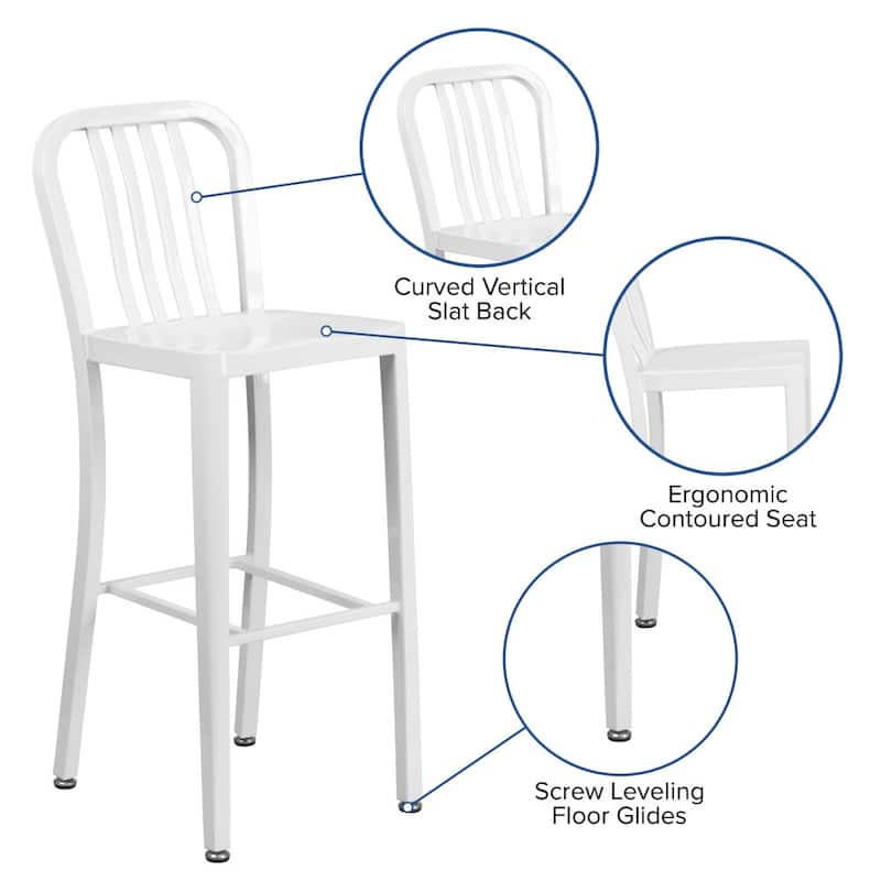 Indoor/Outdoor Commercial Grade Metal Modern Barstools (Set of 2)