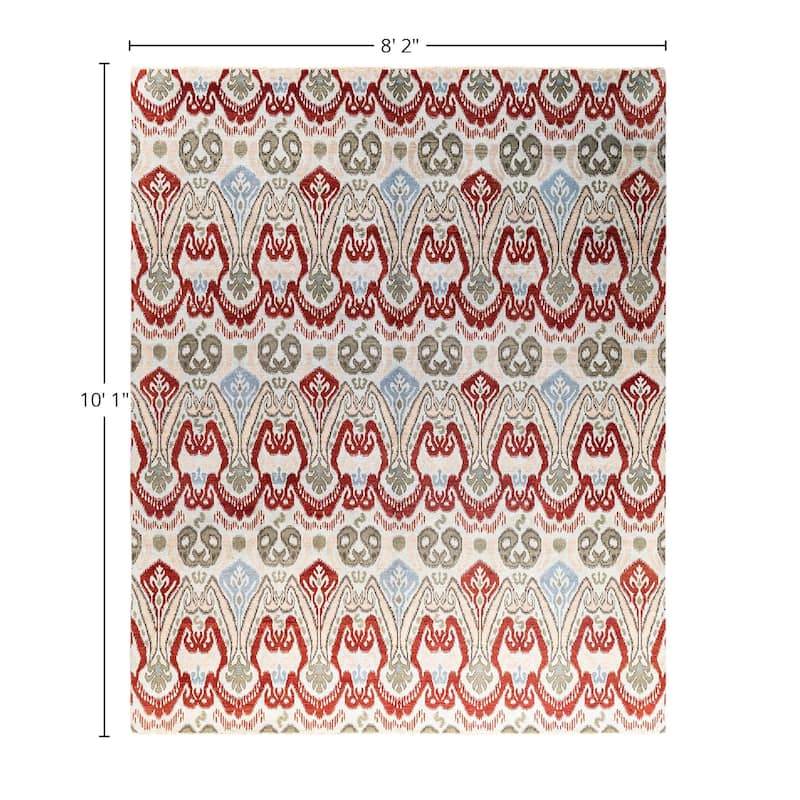Ikat One-of-a-Kind Hand-Knotted Area Rug - Green, 8' 2" x 10' 1" - 8' 2" x 10' 1"