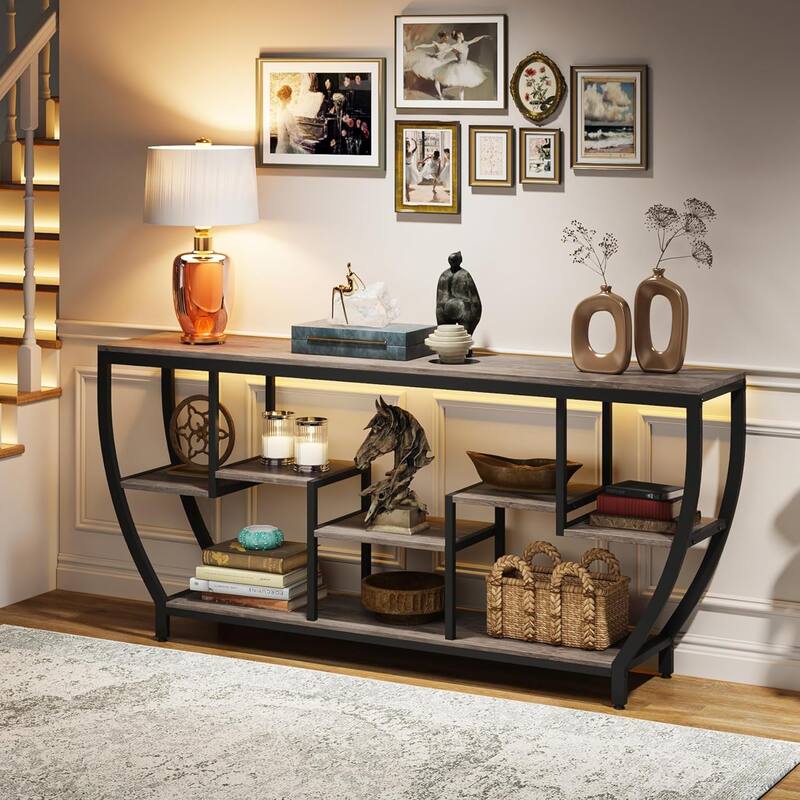70.9 Inch Extra Long Console Table with Shelves,Sofa Console Table