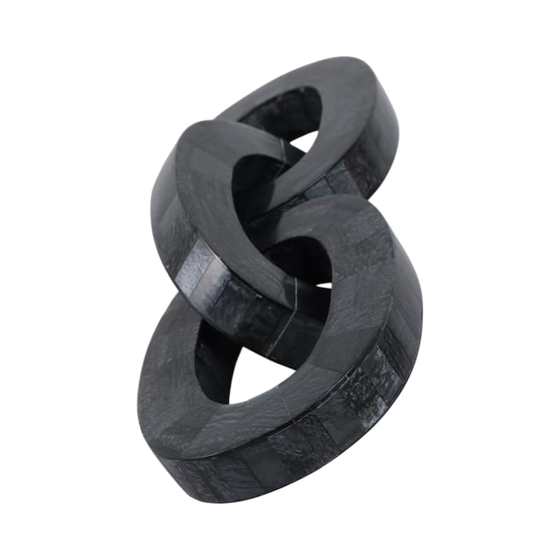Resin Modern Chain Link Decorative Object Sculpture - 15" Black - 15" x 5" x 1"