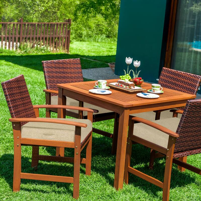 Aoodor Patio Chair Cushions Set of 2, Water Resistant Outdoor Seat Cushions with Handle and Ties, Square Corner Cushions