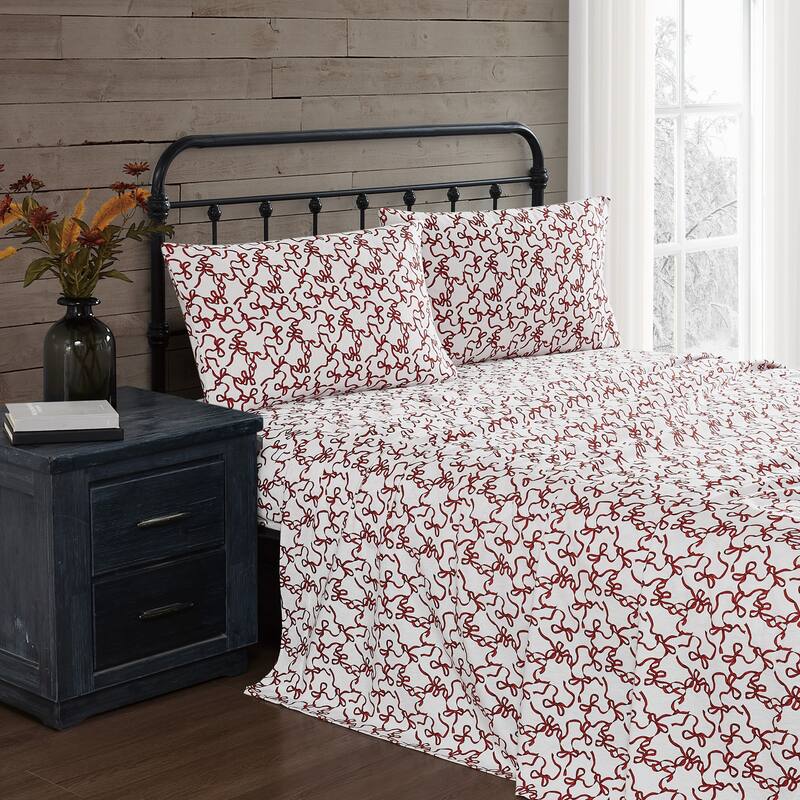 Truly Soft Printed and Solid Cotton Flannel 4 Piece Sheet Set