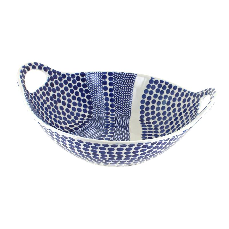 Blue Rose Polish Pottery 1347 Zaklady Deep Bowl with Handles - Zara