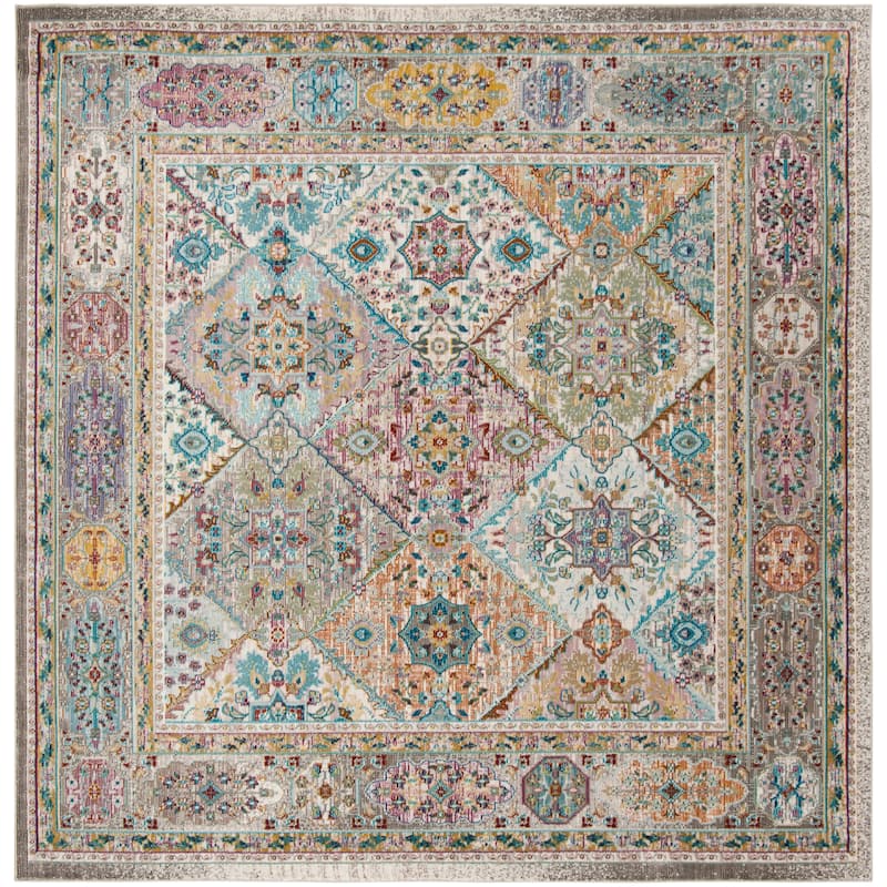 SAFAVIEH Aria Reinette Vintage Boho Oriental Rug - 6'5" Square - Cream/Multi