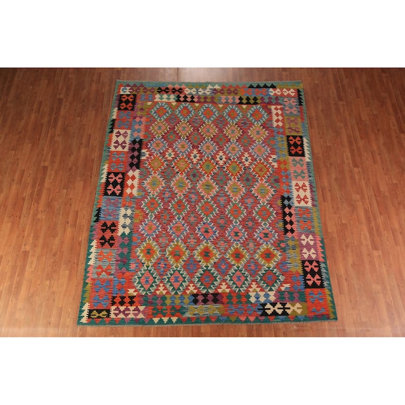 South Western Style Kilim Oriental Rug Flatweave Wool Carpet - 7'11"x 9'10"