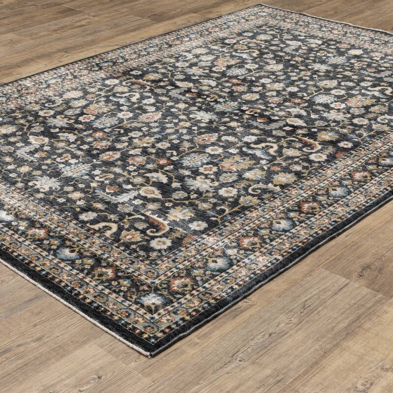 Esme Traditional Floral Border Area Rug