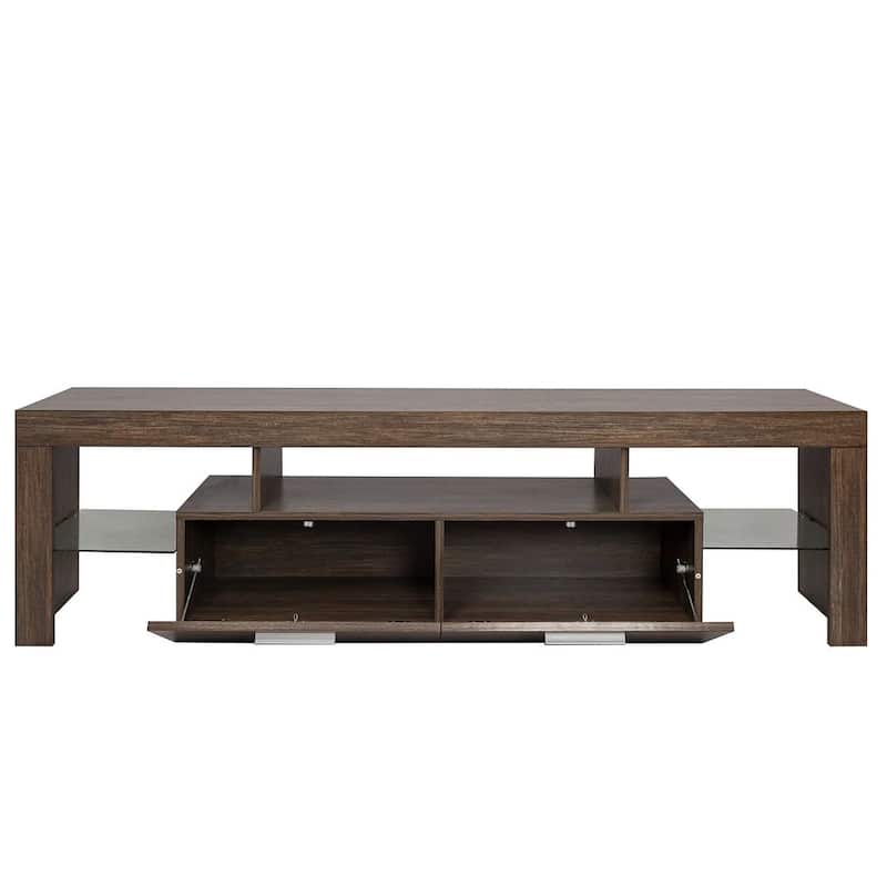 Brown & White TV Stand with LED Lights