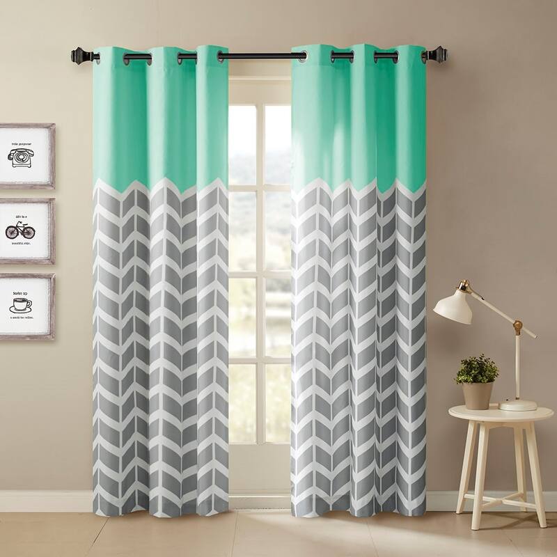 Chevron Printed Room Darkening Grommet Top Panel