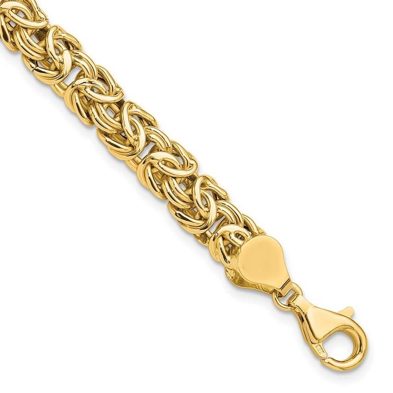 Curata 14k Yellow Gold Hollow Polished Fancy Byzantine Link Bracelet 8 Inch