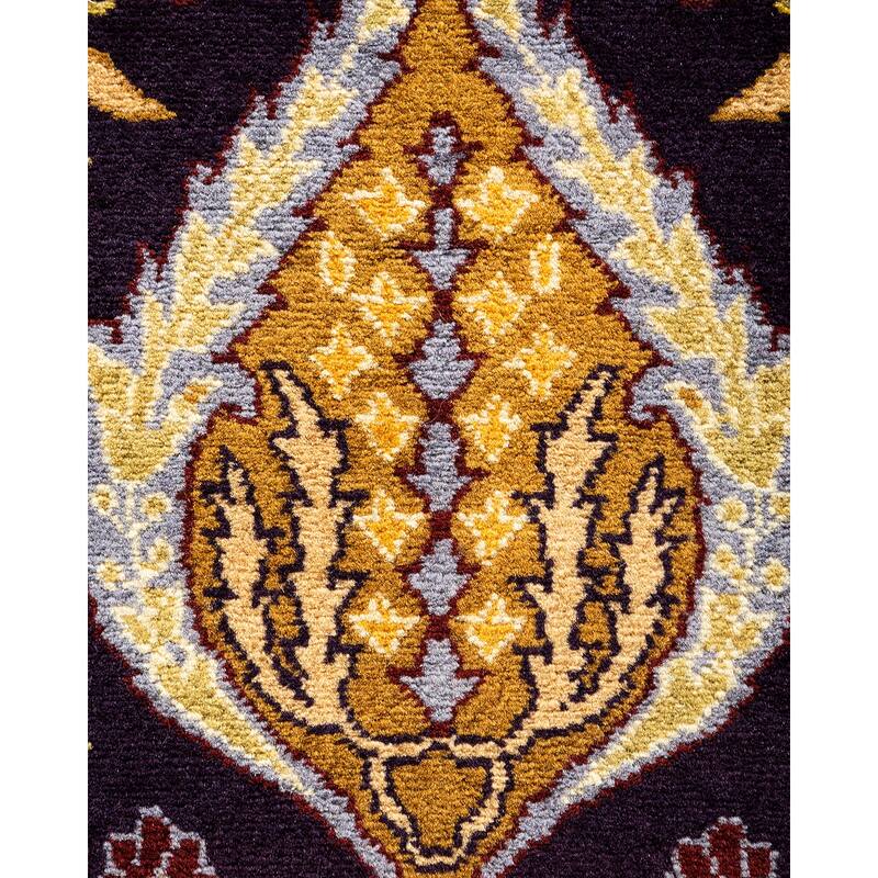 Overton Hand Knotted Wool Vintage Inspired Traditional Mogul Purple Area Rug - 9' 1" x 12' 0"