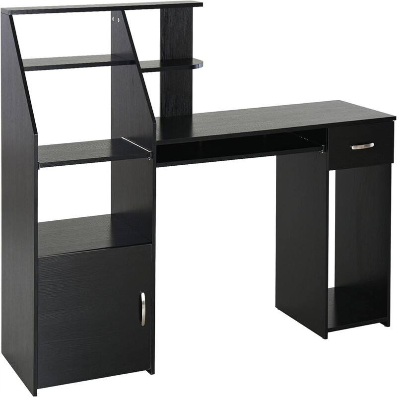 Computer Desk with Storage Shelves - Black - Letter