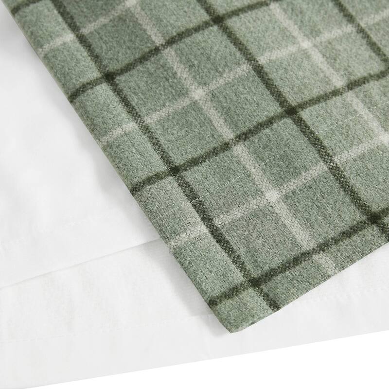 Madison Park Anaheim Plaid Faux Leather Tab Top Single Curtain Panel with Fleece Lining