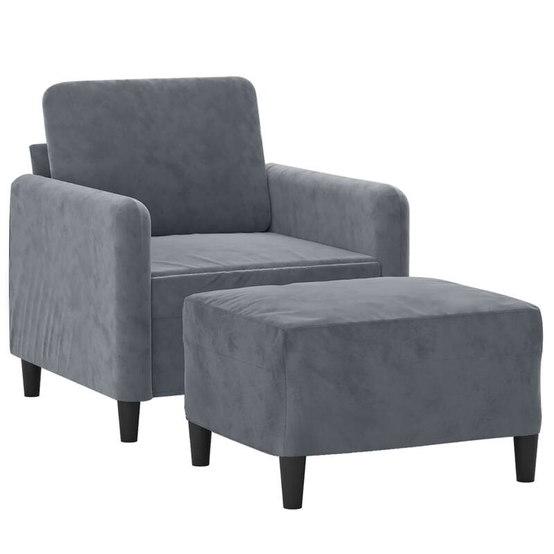 vidaXL Sofa Chair Single Sofa Armchair with Footstool for Living Room Velvet - 30.7 x 30.7 x 31.5 in