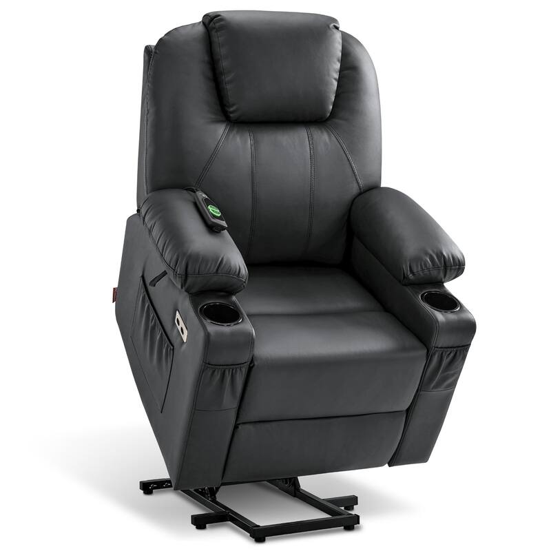 MCombo Small Power Lift Recliner Chair with Massage and Heat for Elderly, 3 Positions and USB Ports Faux leather 7141