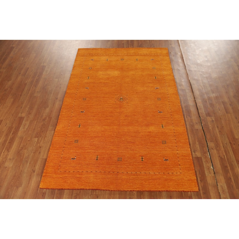 Hand Knotted Oriental 100% Wool Carpet Tribal Tribal Oranges & Rust Gabbeh Area Rug - 7' 7'' X 4' 10''