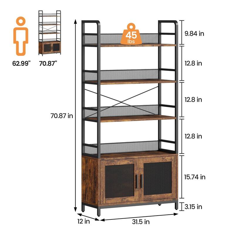 Industrial Bookshelf with Doors