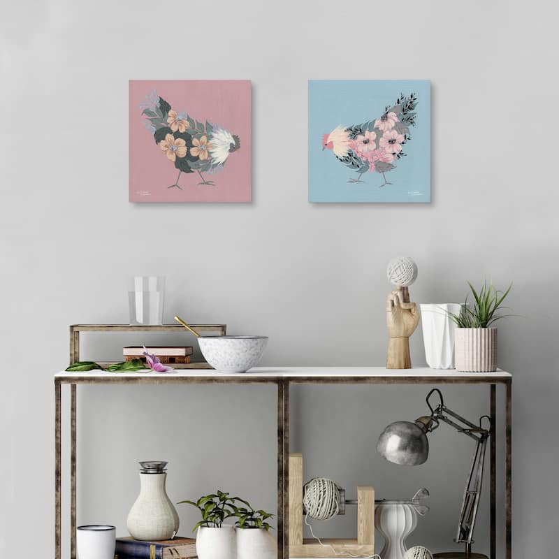 Blue Floral Hen, Rosie by Michele Norman Canvas Art Prints