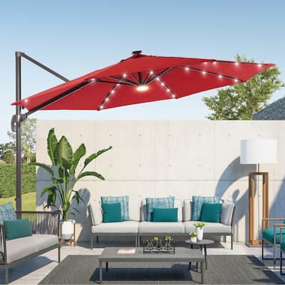 BONOSUKI 11FT LED Cantilever Patio Umbrella Angle Adjustment