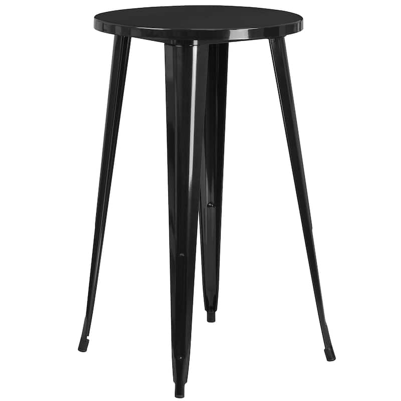 24'' Round Metal Indoor-Outdoor Bar Height Table - 24"W x 24"D x 41"H - Black