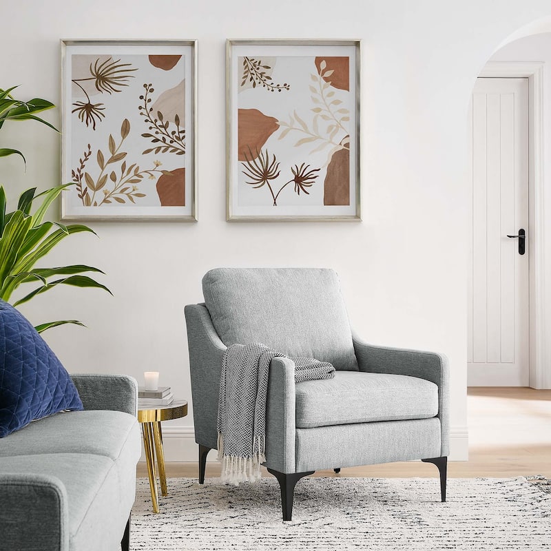 Corland Upholstered Fabric Armchair - Light Gray