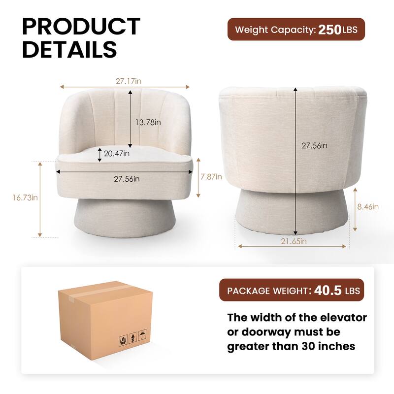 Upholstered Swivel Accent Chair Armchair, Barrel Chair, Club Chair