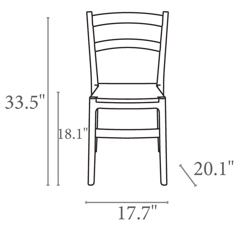 33.5" Blue Solid Patio Dining Armless Chair