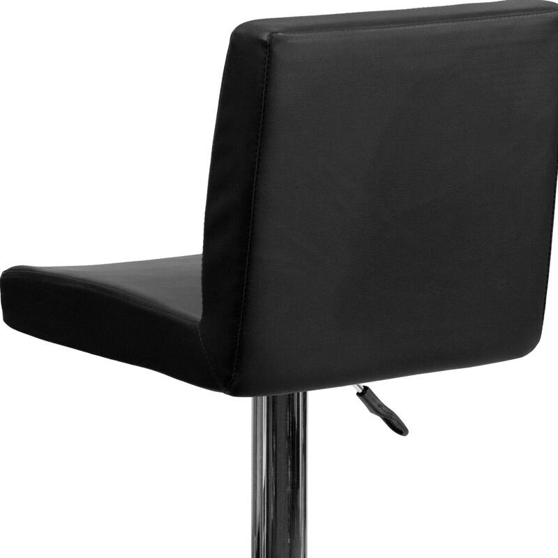 Contemporary Vinyl Adjustable Panel Back Chrome Barstool - 15.25"W x 18.5"D x 35.25" - 43.75"H