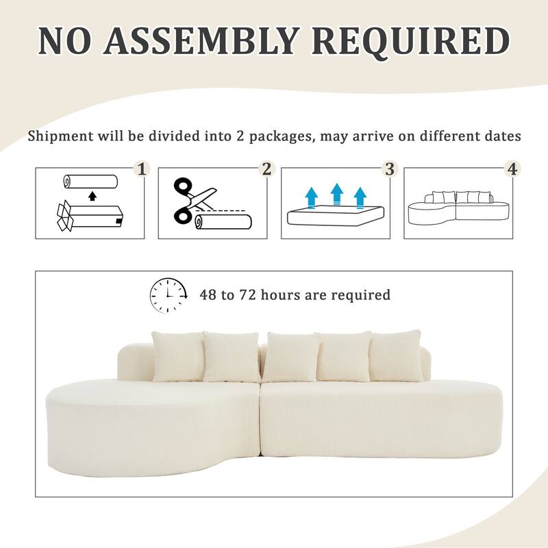 112.2" L-Shaped Boneless Sectional Sofa with Chaise, Chenille Upholstery, Memory Foam, No Assembly