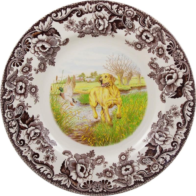 Spode Woodland Dinner Plate - Assorted Animals - 10.5 Inch - Yellow Labrador