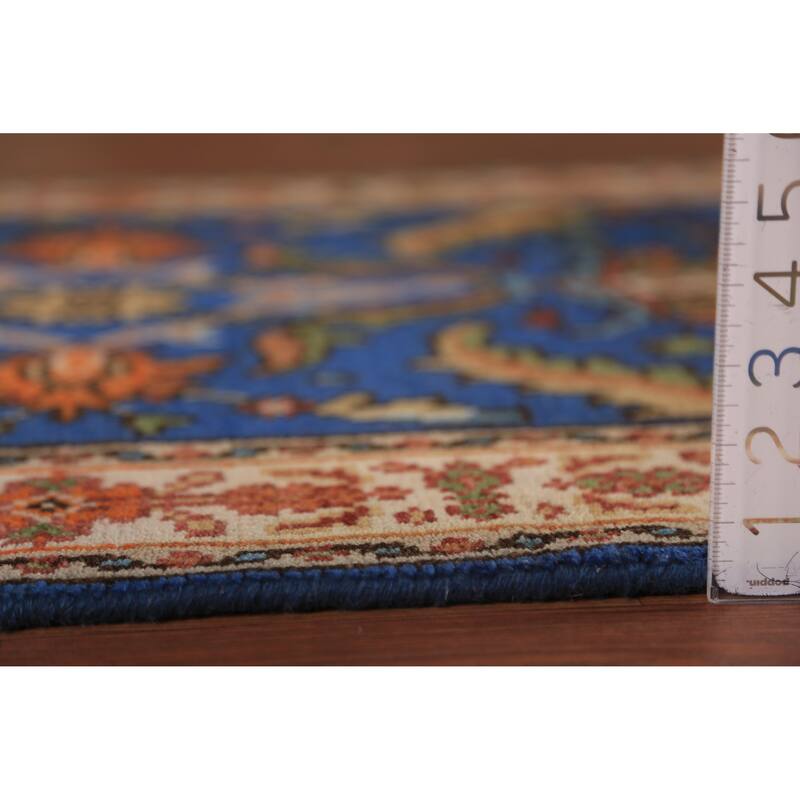 Blue Floral Oushak Indian Foyer Rug Handmade Wool Carpet - 3'0"x 5'0"