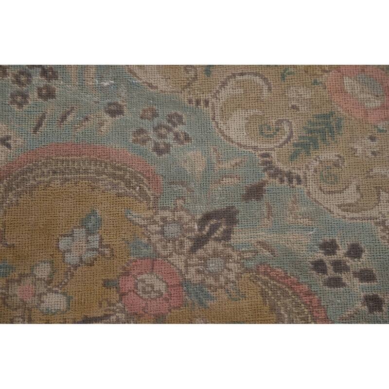 Hand Knotted Oriental 100% Wool Carpet Traditional Medallion Yellow & Gold Tabriz Area Rug - 11' 0'' X 8' 3''