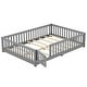 preview thumbnail 24 of 40, Full Size Pine Wood Floor Bed with Safety Guardrails and Door for Kids